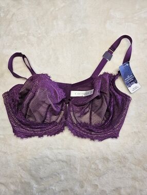 Cacique 36DD Unlined French Balconette Purple Lace